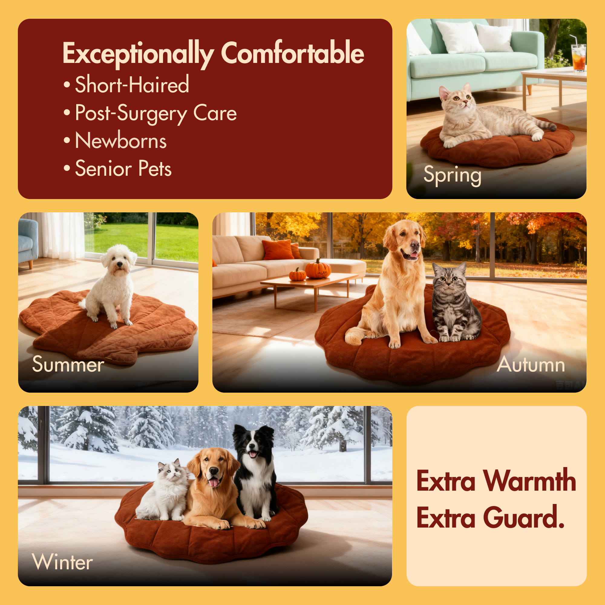 Maple Leaf-Shaped Pet Heating Mat