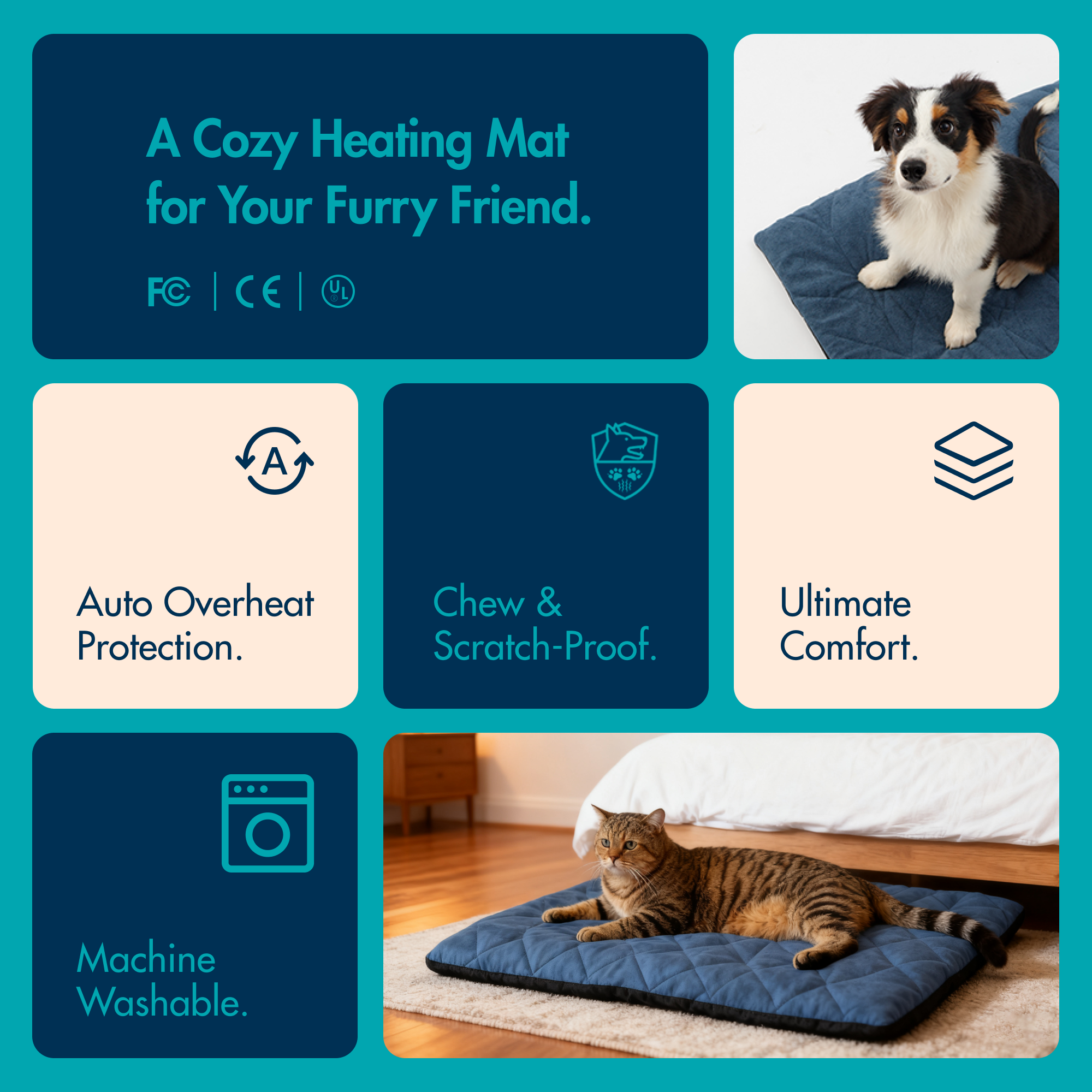 Square Electric Heated Pet Mat