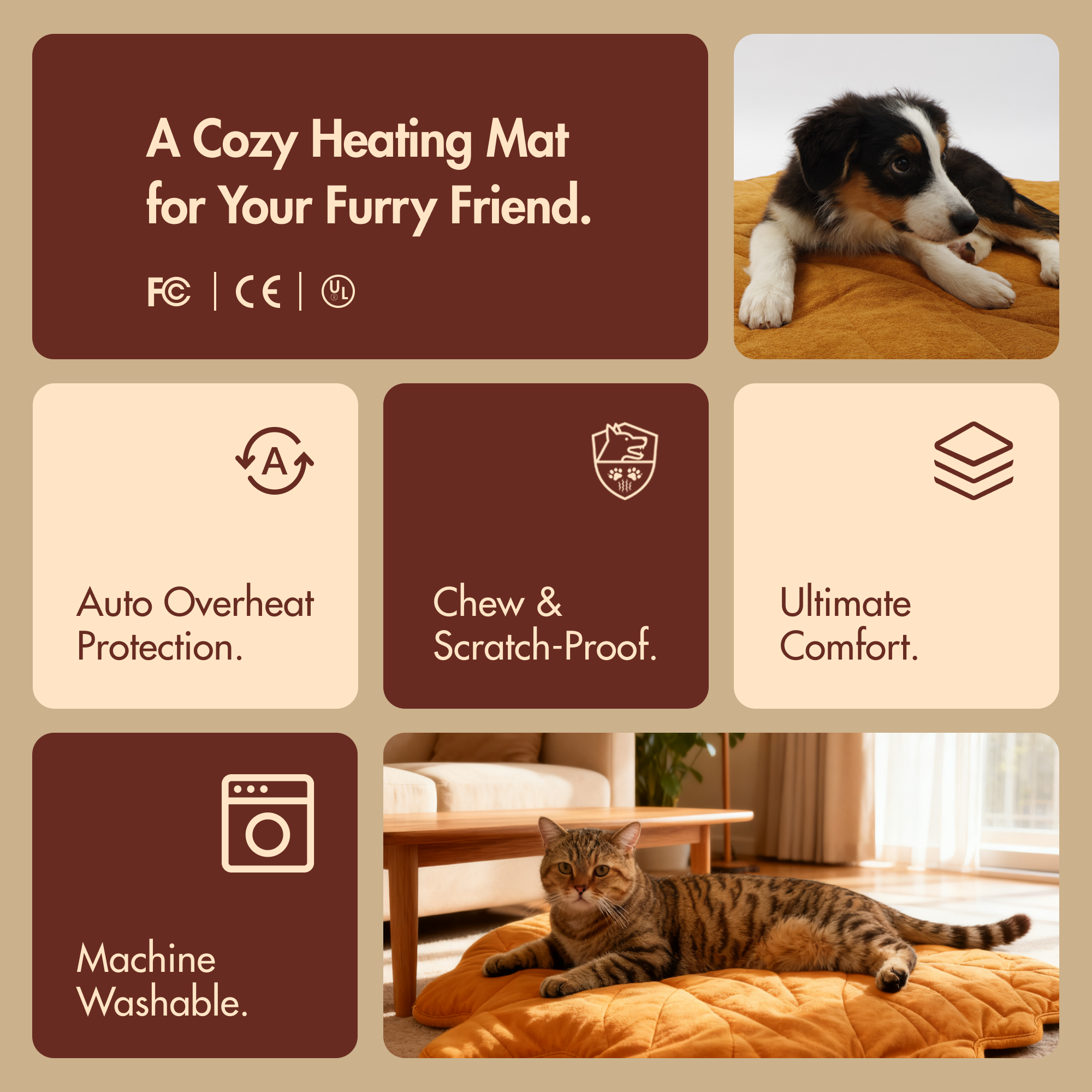 Maple Leaf-Shaped Pet Heating Mat